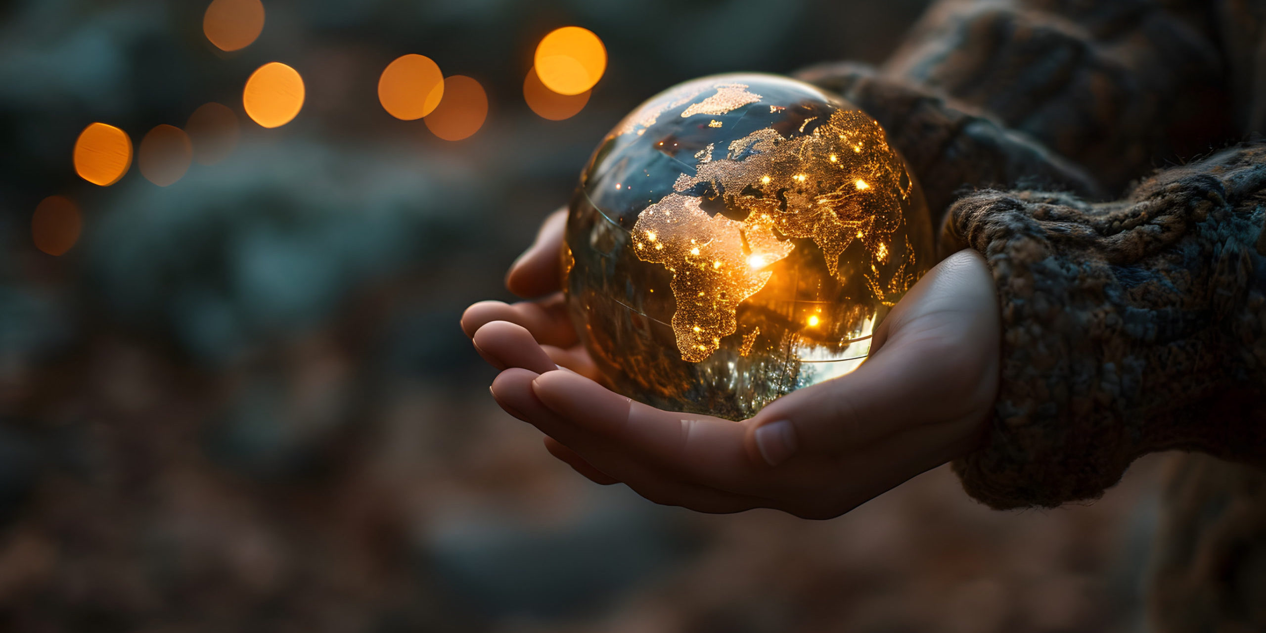 Woman hands holding a glowing earth globe with bokeh background. WHAT ARE YOU PUTTING OUT INTO THE WORLD
