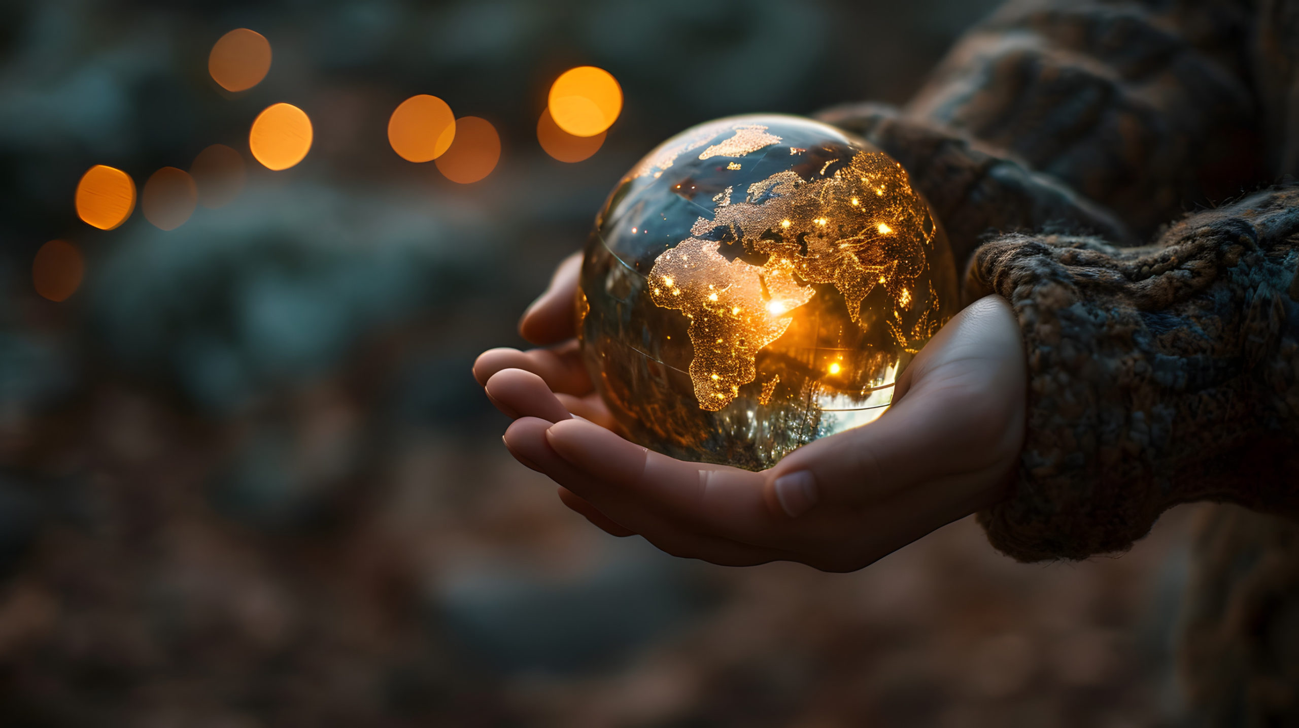 Woman hands holding a glowing earth globe with bokeh background. WHAT ARE YOU PUTTING OUT INTO THE WORLD